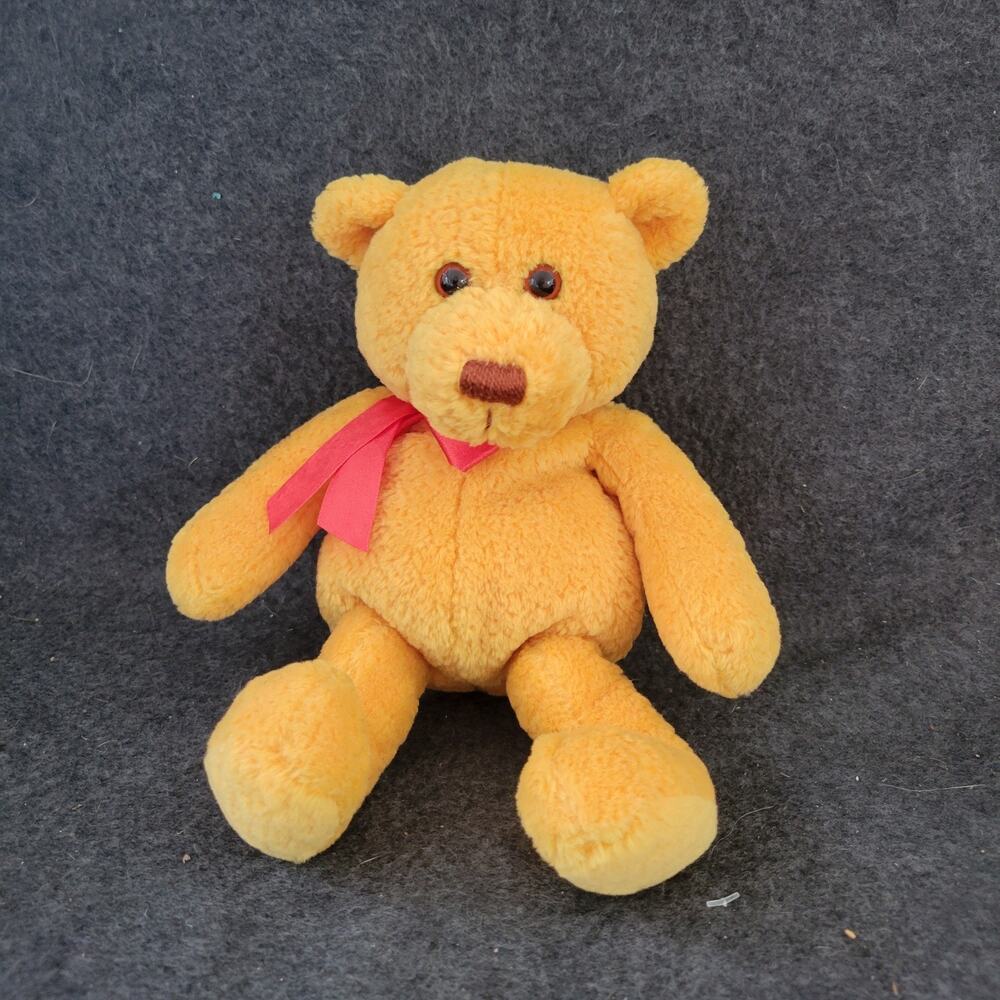 GUND Tan TEDDY Bear Red Bow 10" Plush Red Bow Brown